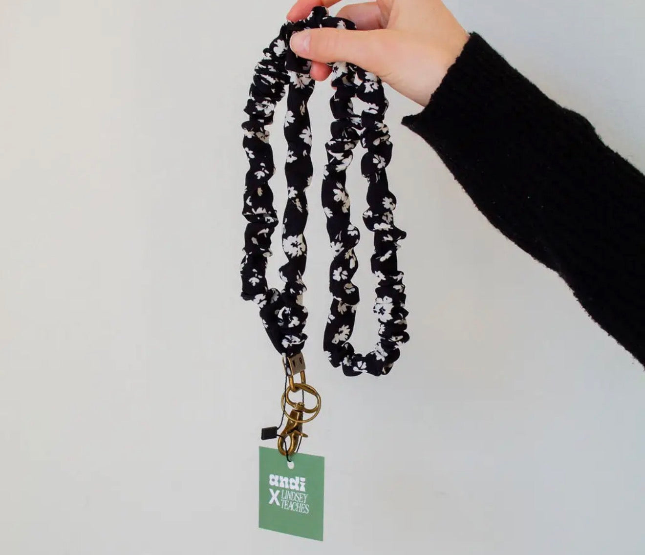 Onyx Floral Scrunchie Lanyard