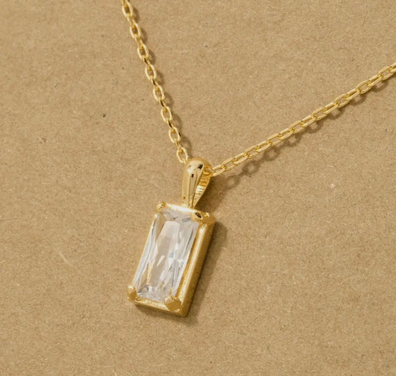 Baugette Gold Dipped Dainty Necklace