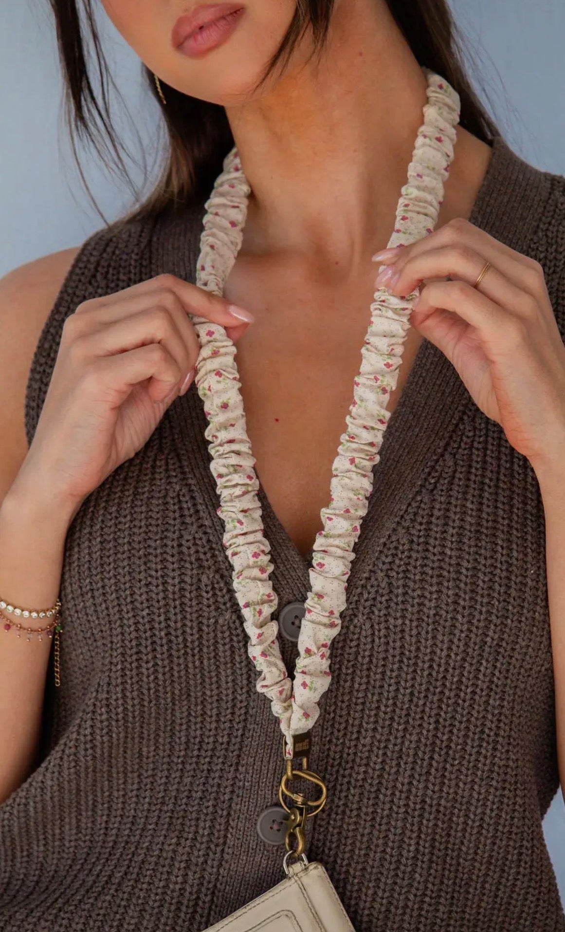 April Flowers Scrunchie Lanyard