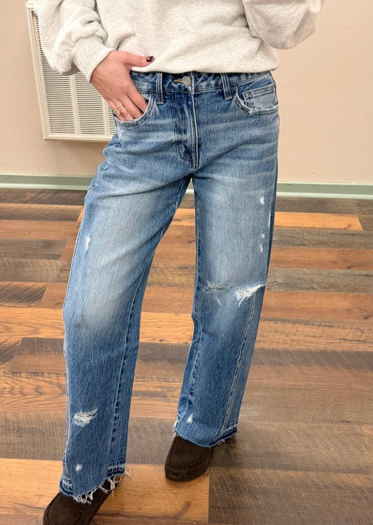 Hayden Distressed Barrel Jean (RESTOCK)