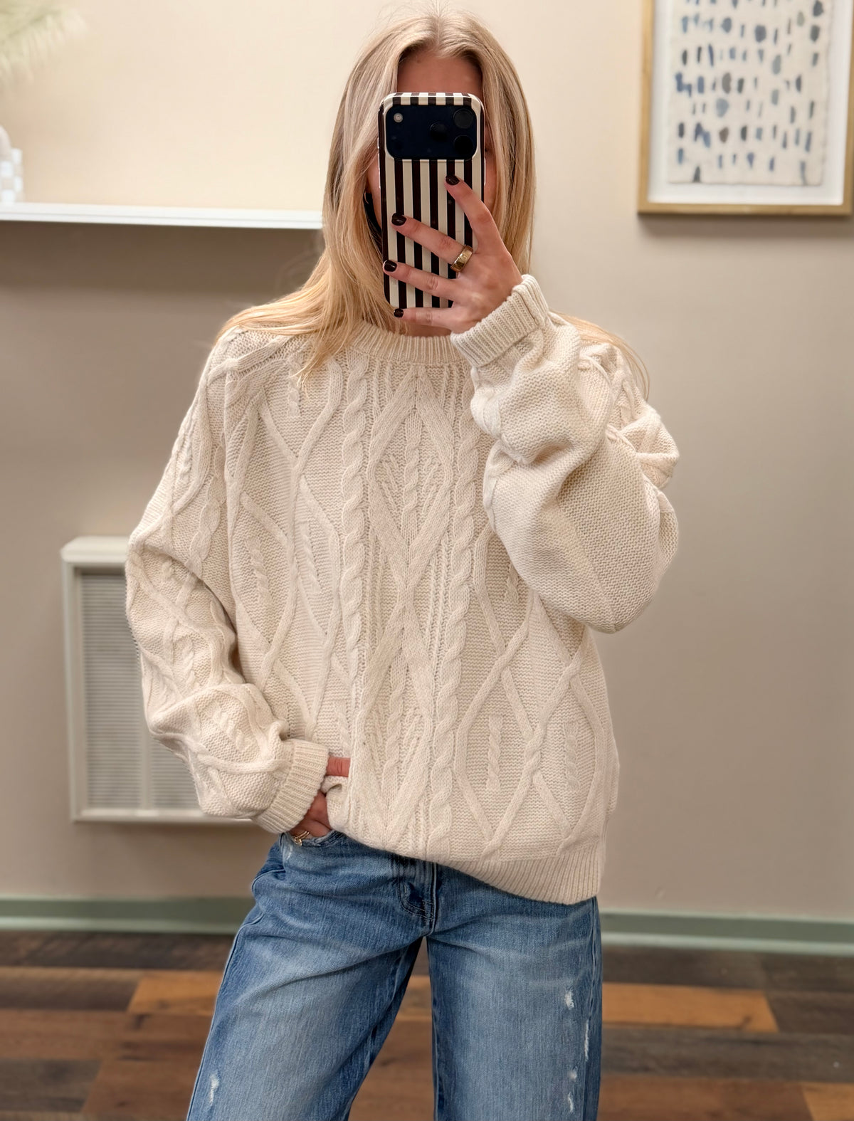 Ivory Lane Cable Knit Sweater