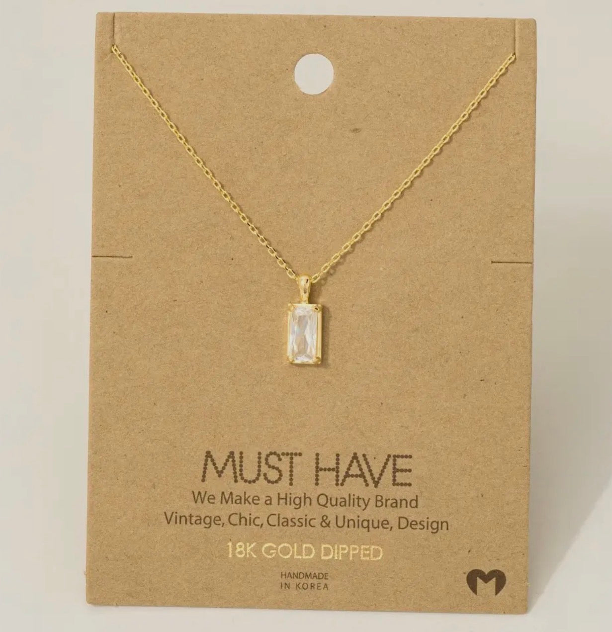 Baugette Gold Dipped Dainty Necklace