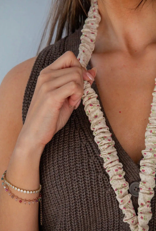 April Flowers Scrunchie Lanyard