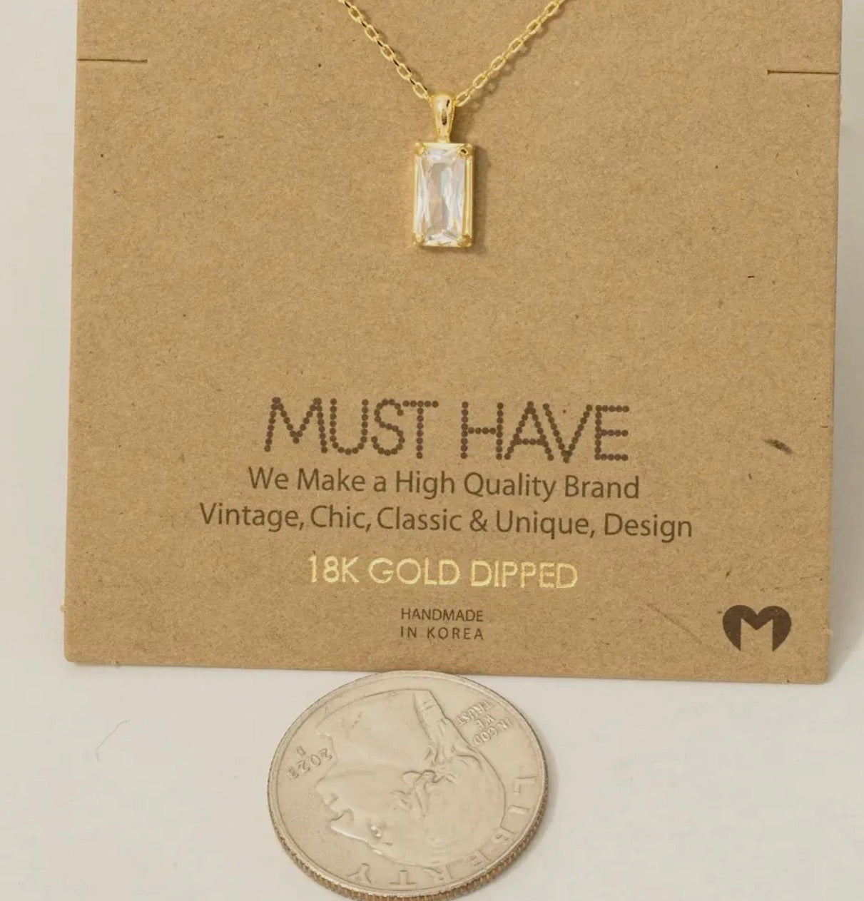 Baugette Gold Dipped Dainty Necklace