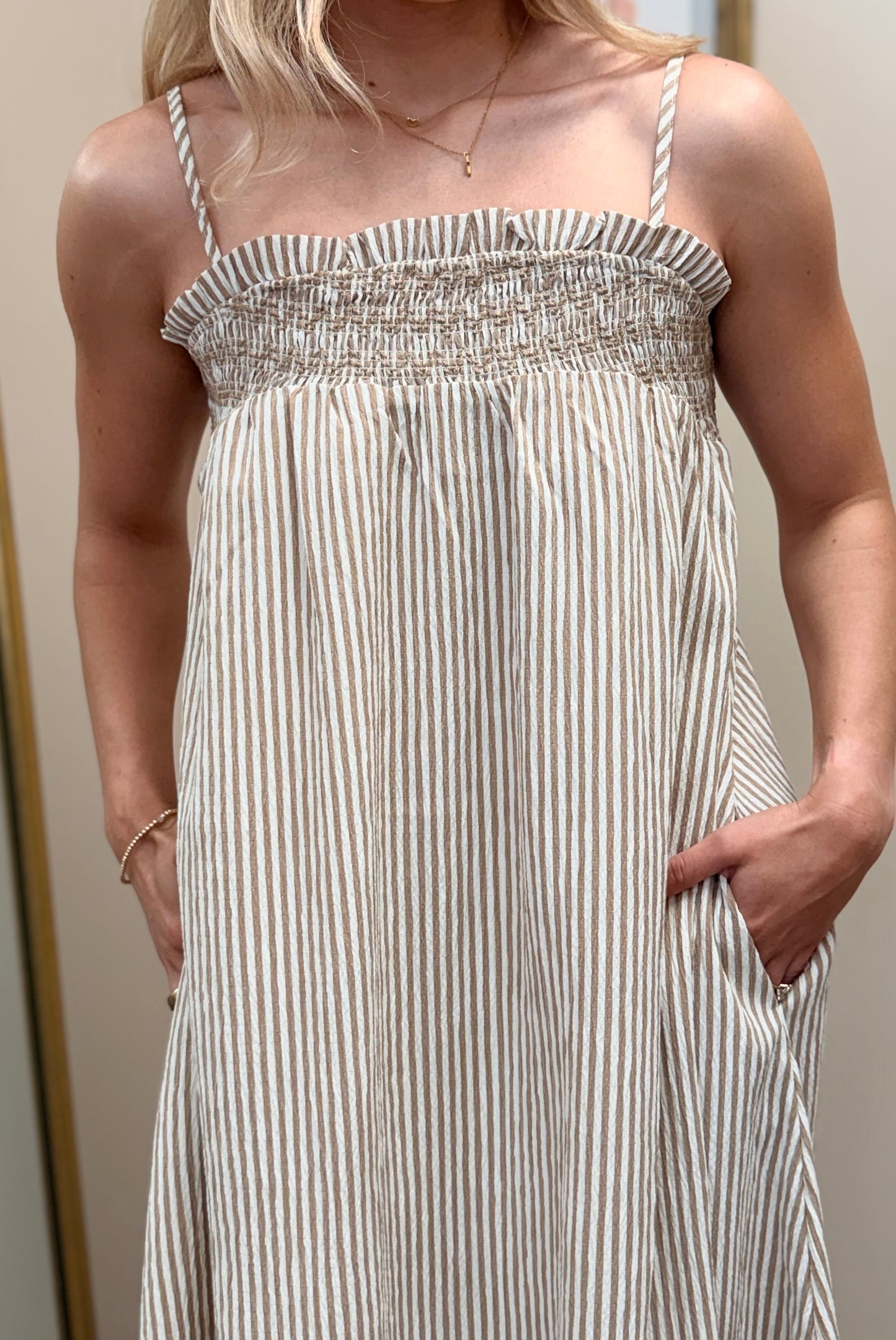 Neutral Moment Midi Dress