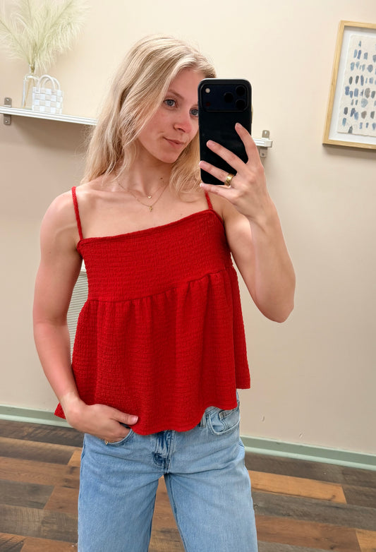 Cherry Red Tie Tank