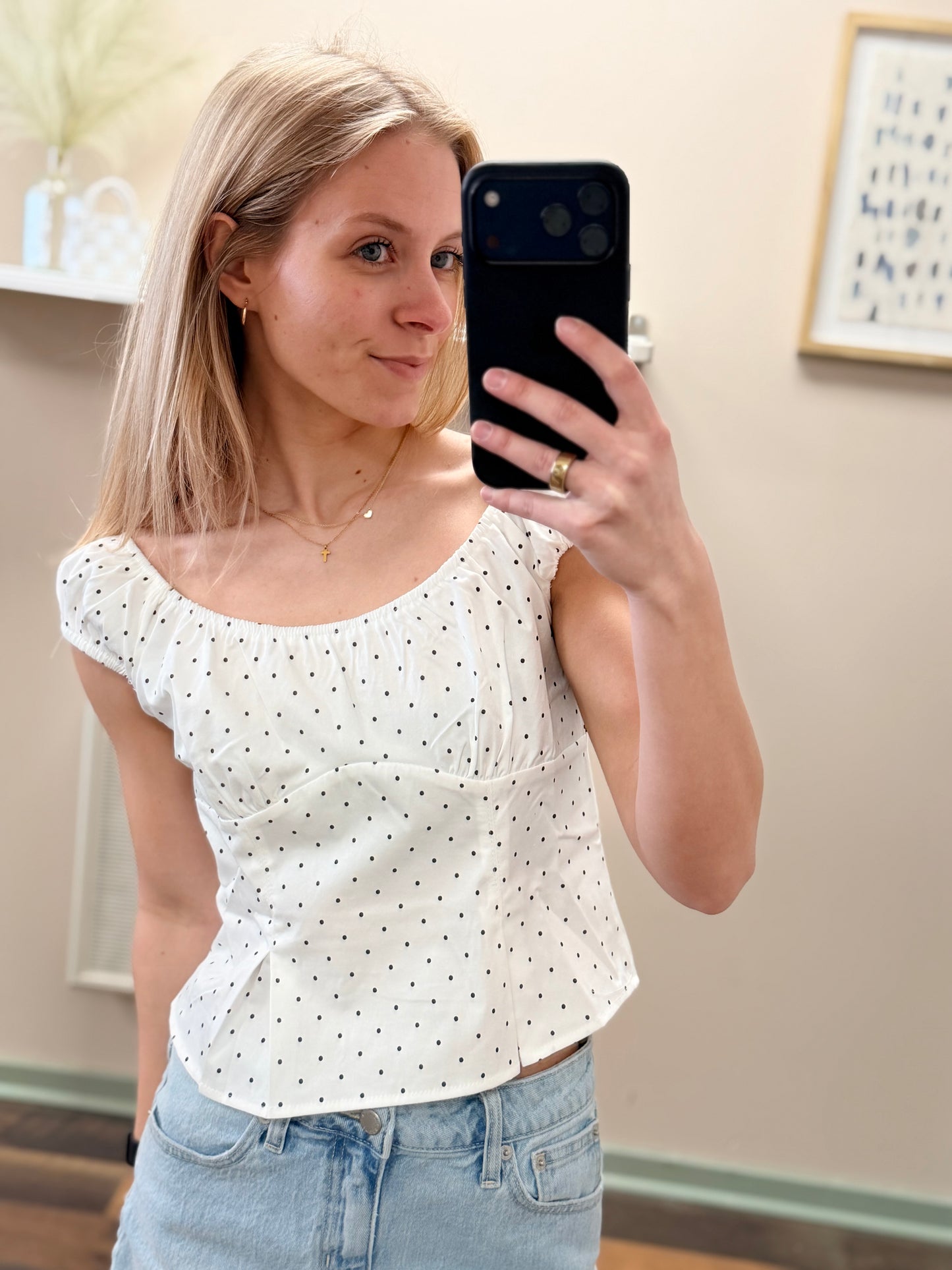 Polka Dot Peplum Top