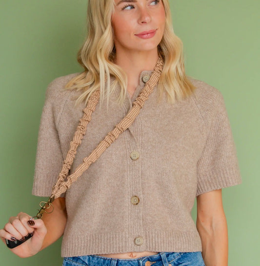 Coffe Stripe Scrunchie Lanyard