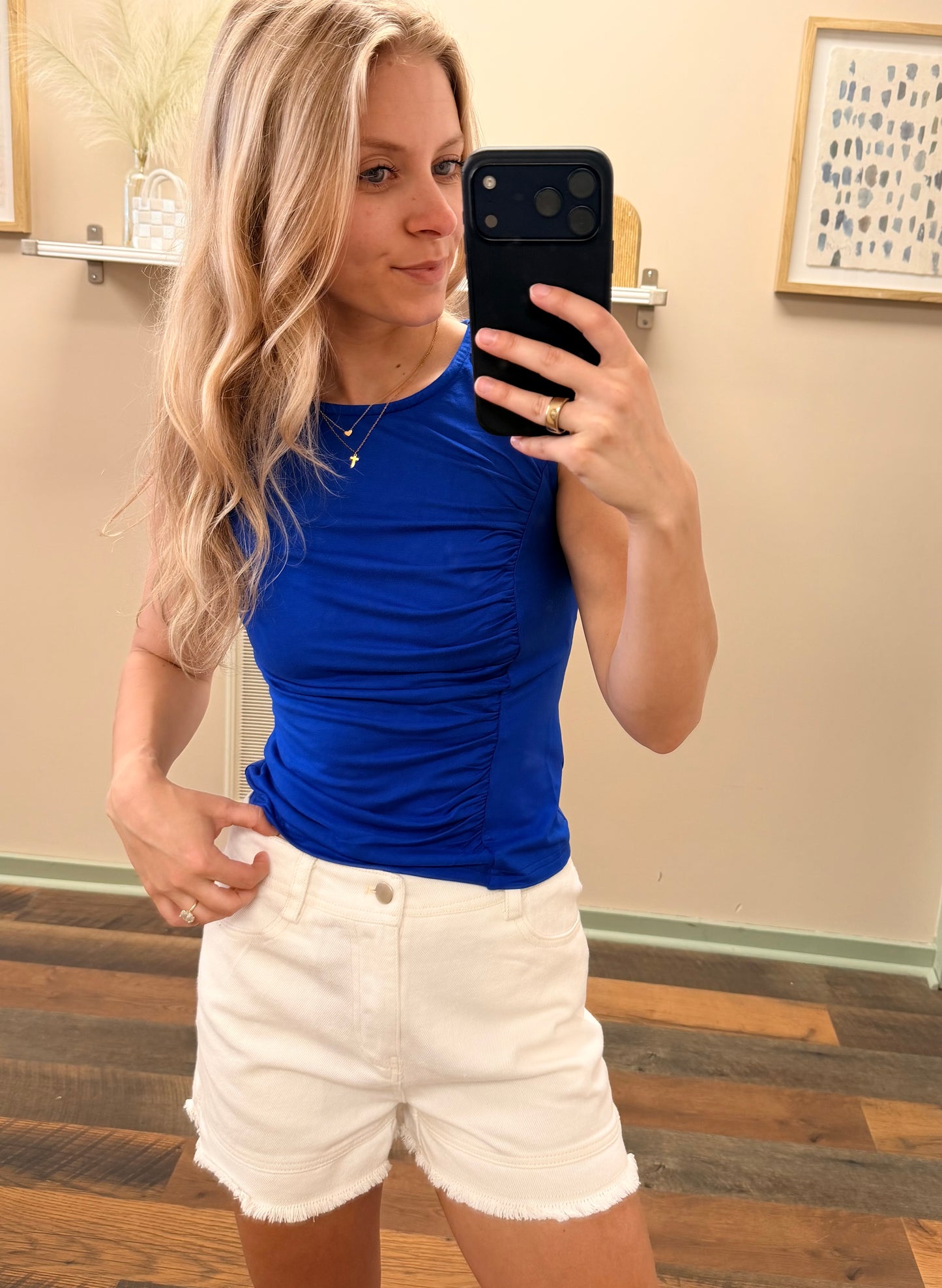 USA Blue Ruched Tank