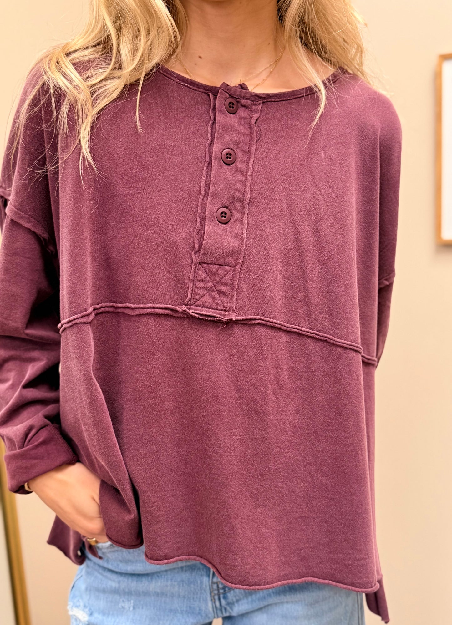 Oversized Henley Top