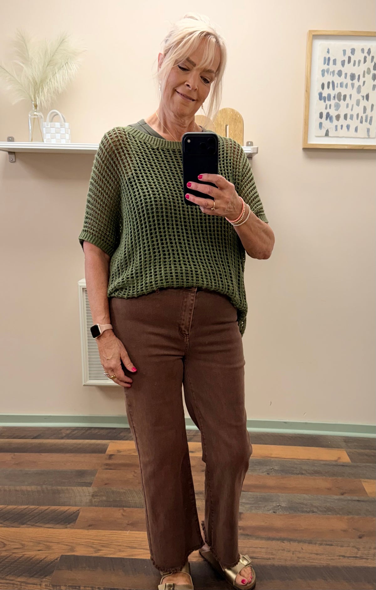 Brown Fray Hem Pant
