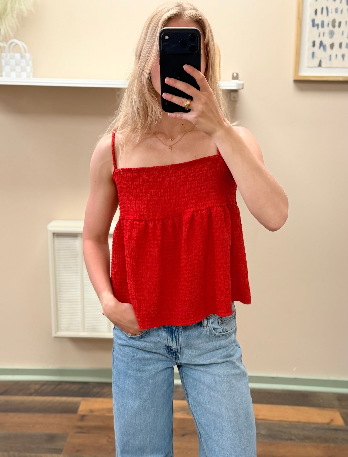 Cherry Red Tie Tank