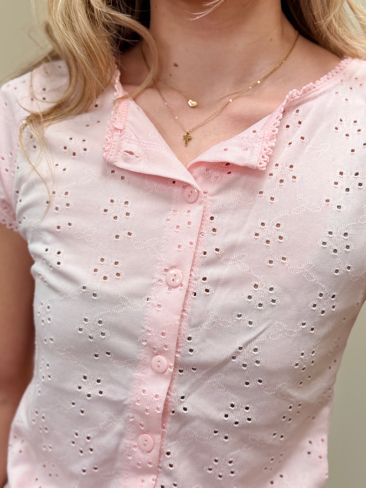 Blush Babe Eyelet Top