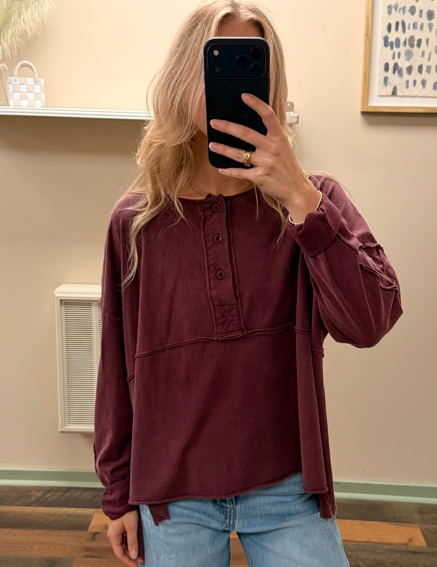 Oversized Henley Top