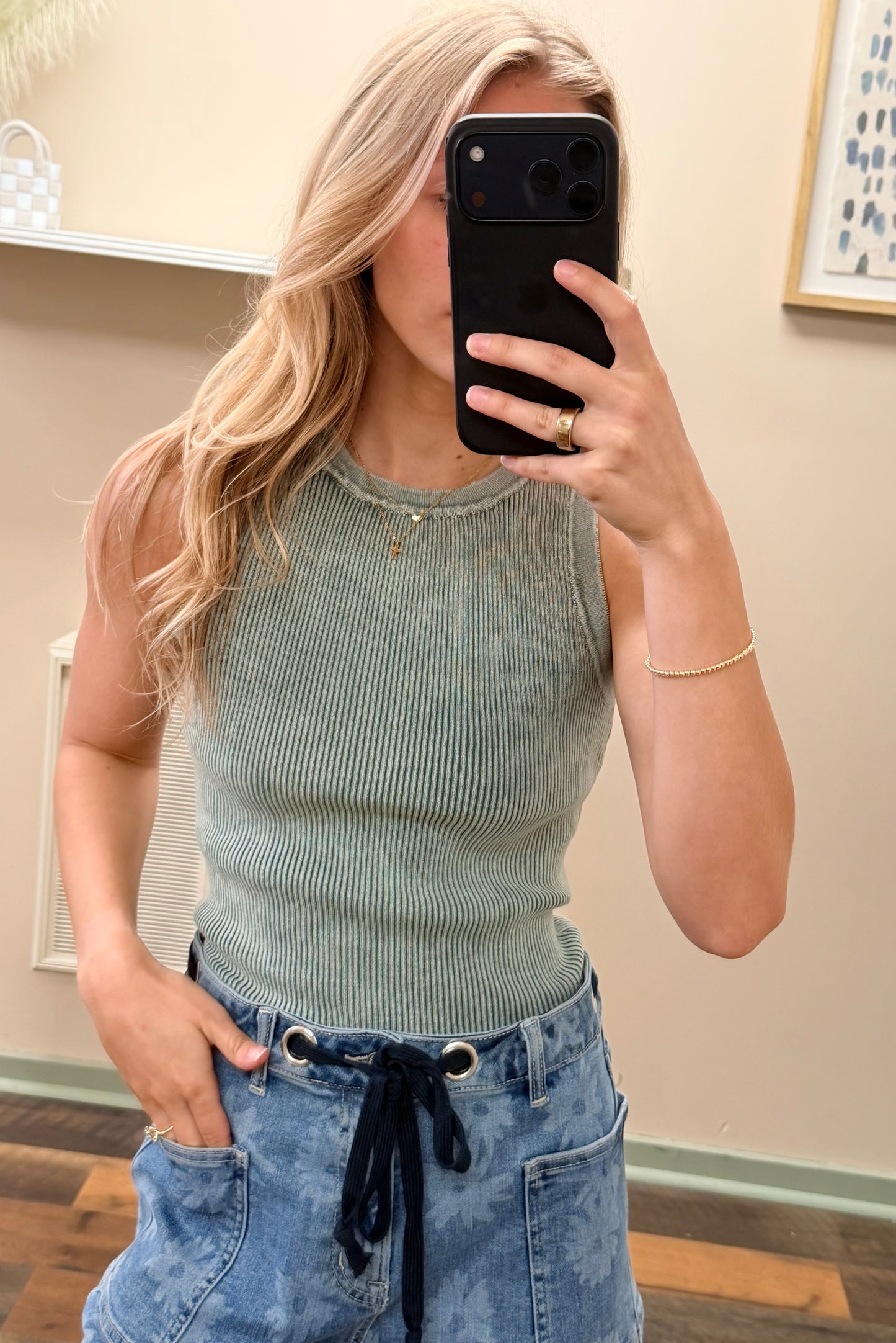 Jade Ribbed Tank