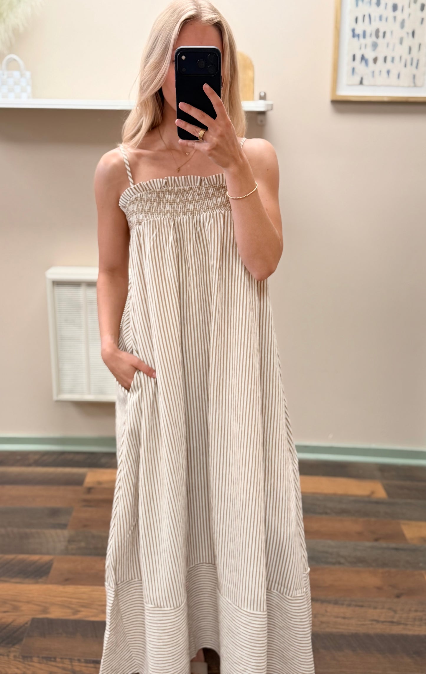 Neutral Moment Midi Dress