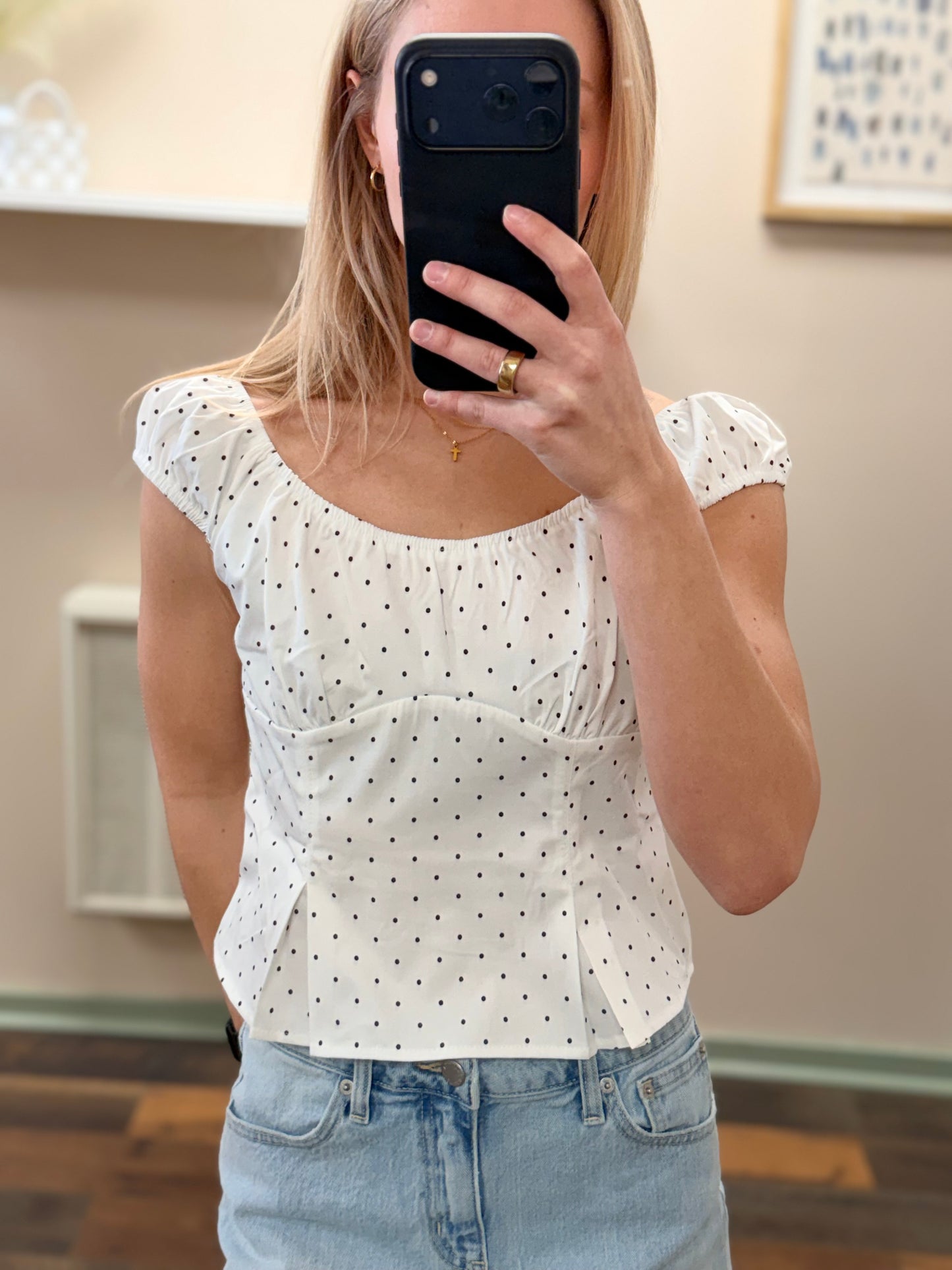 Polka Dot Peplum Top