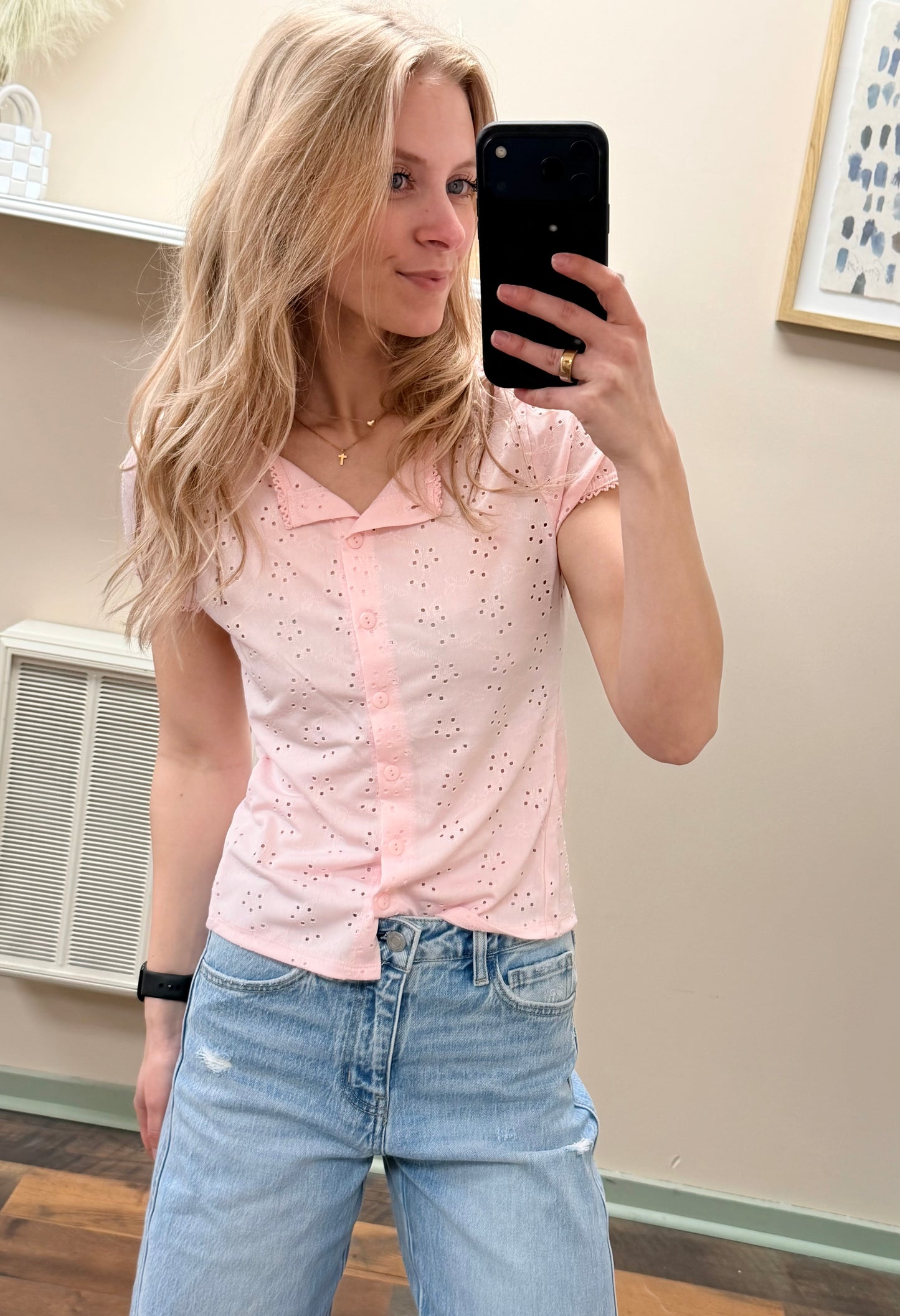 Blush Babe Eyelet Top