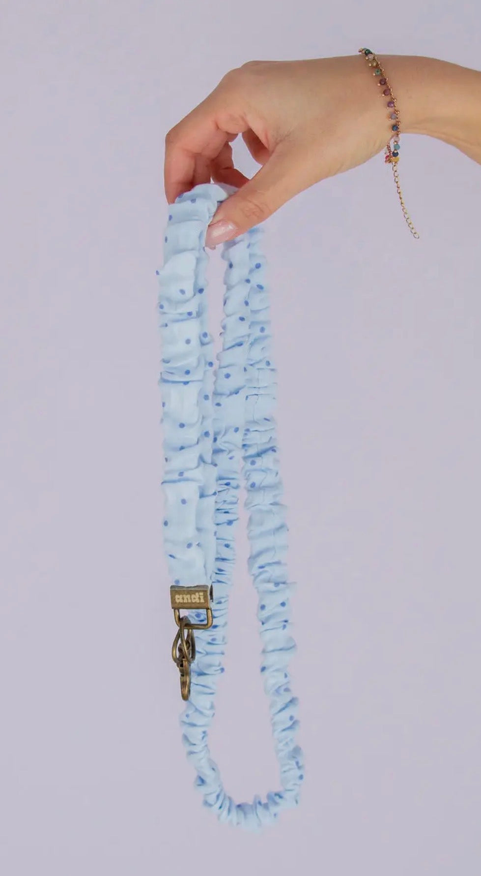 Blue Polka Dot Scrunchie Lanyard