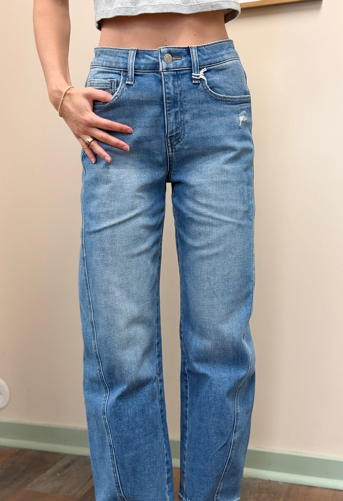Katie High Rise Barrel Jean