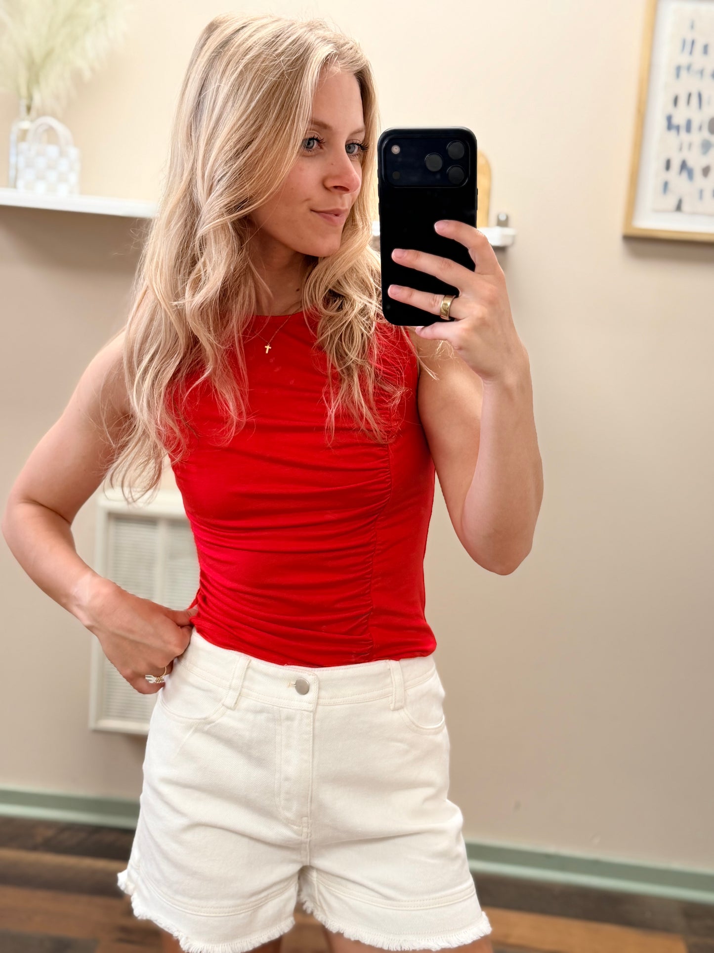 America Red Ruched Tank