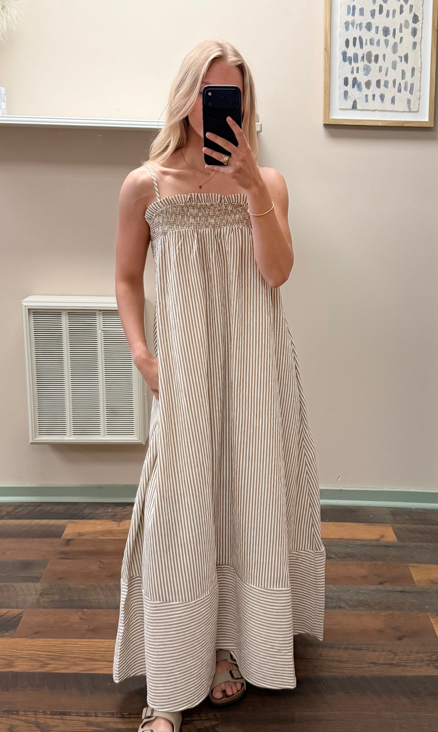 Neutral Moment Midi Dress