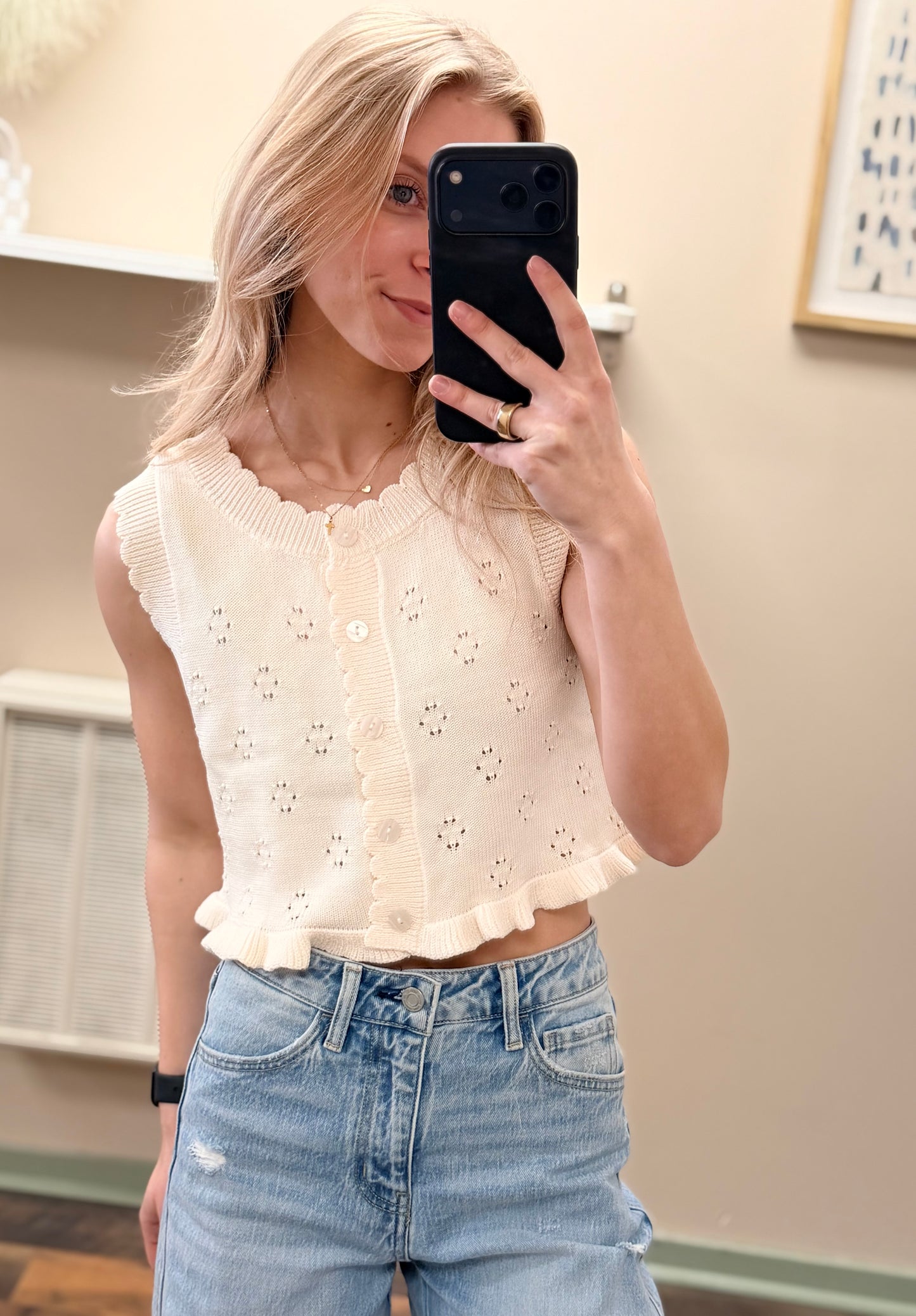 Stella Ruffle Sweater Tank