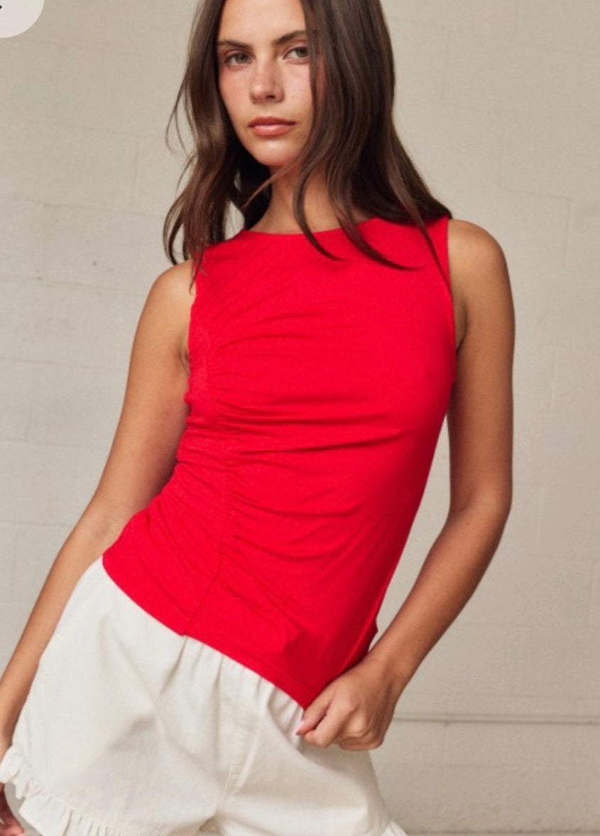 America Red Ruched Tank