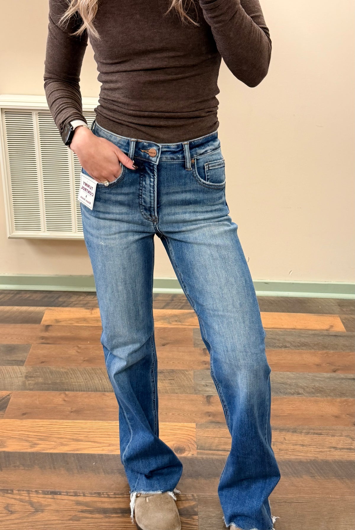Risen High Rise Raw Hem Jean