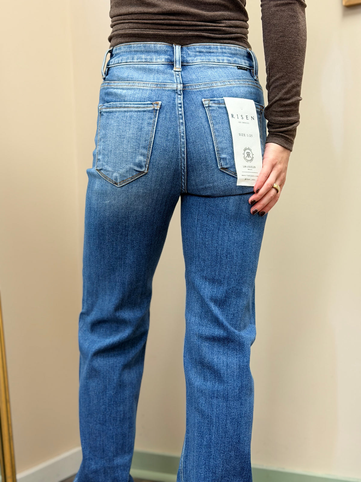 Risen High Rise Raw Hem Jean