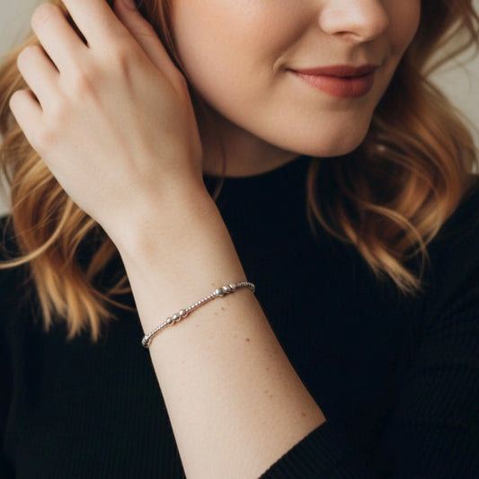Lenny & Eva Silver Beaded Stretch